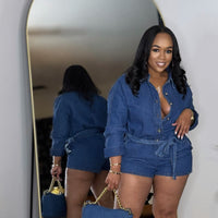 She's Ready Denim Romper