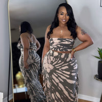 Tie Dye Skirt Set- Grey