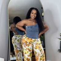 Spring Floral Pants- Green