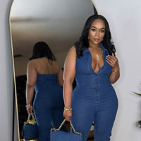 90's Fine Denim Jumpsuit
