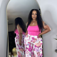 Spring Floral Pants- Pink