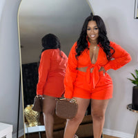 Oh That's Cute Linen Short Set-Orange