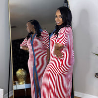 Stripe Shirt Dress- Red