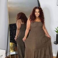 Let It Flow Maxi Dress-Brown