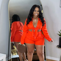 Oh That's Cute Linen Short Set-Orange