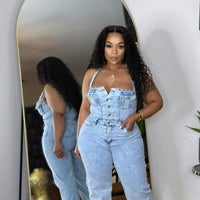 You Like it Jumpsuit- Blue