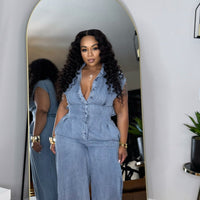 Just A Peek Denim Jumpsuit