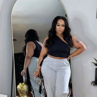 One Shoulder Top- Black
