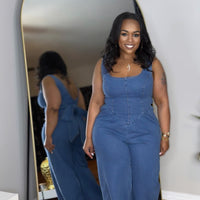 Denim Bow Jumpsuit