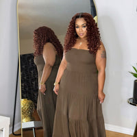 Let It Flow Maxi Dress-Brown