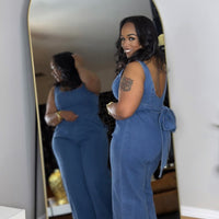 Denim Bow Jumpsuit