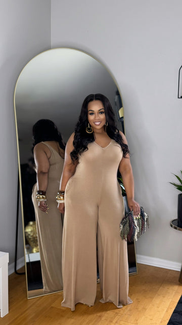Talk Nicely Jumpsuit- Mocha