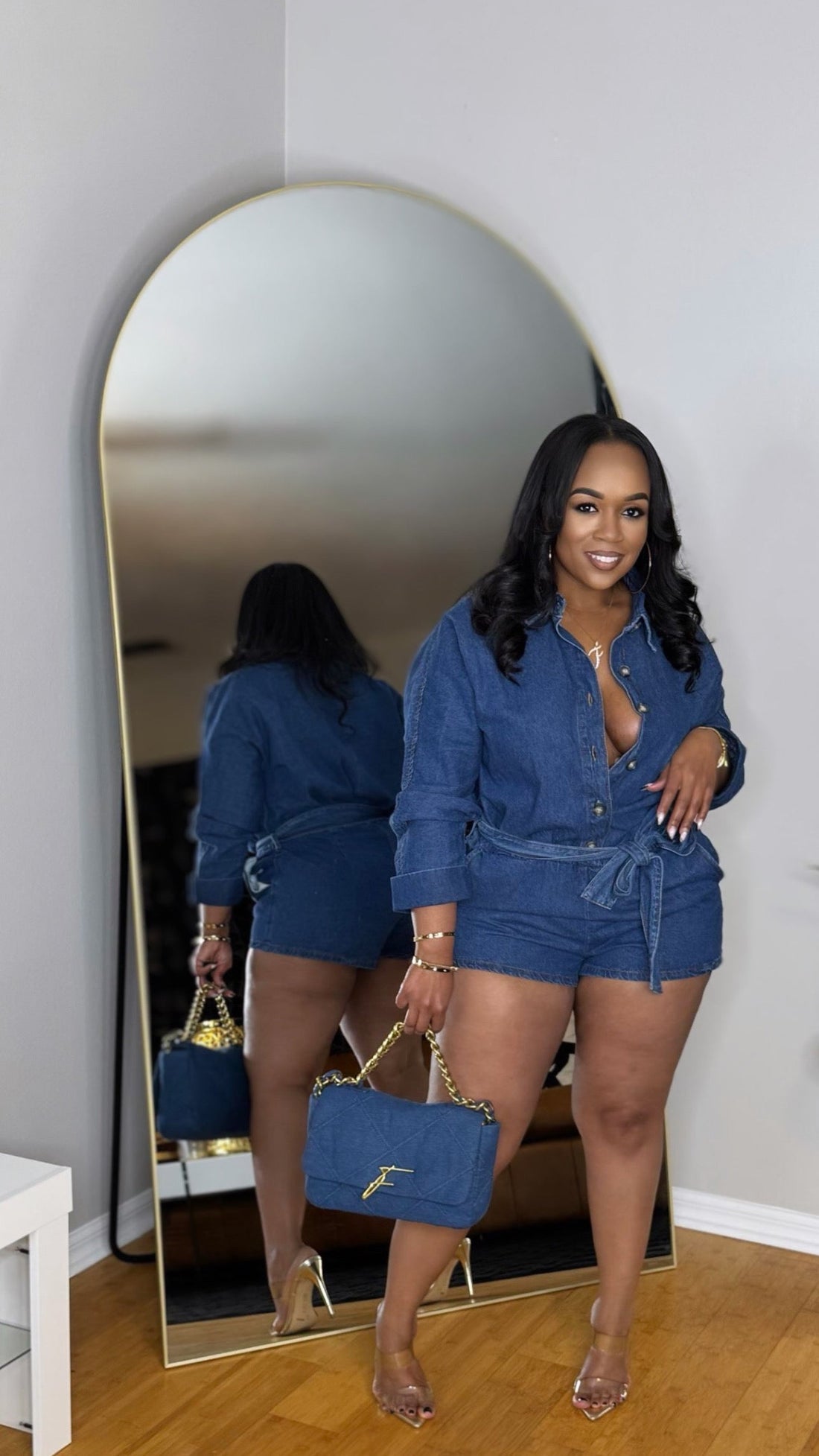 She's Ready Denim Romper