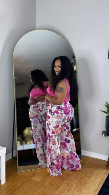 Spring Floral Pants- Pink