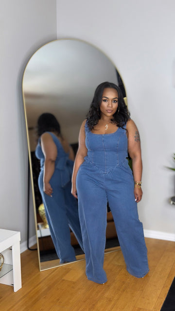 Denim Bow Jumpsuit