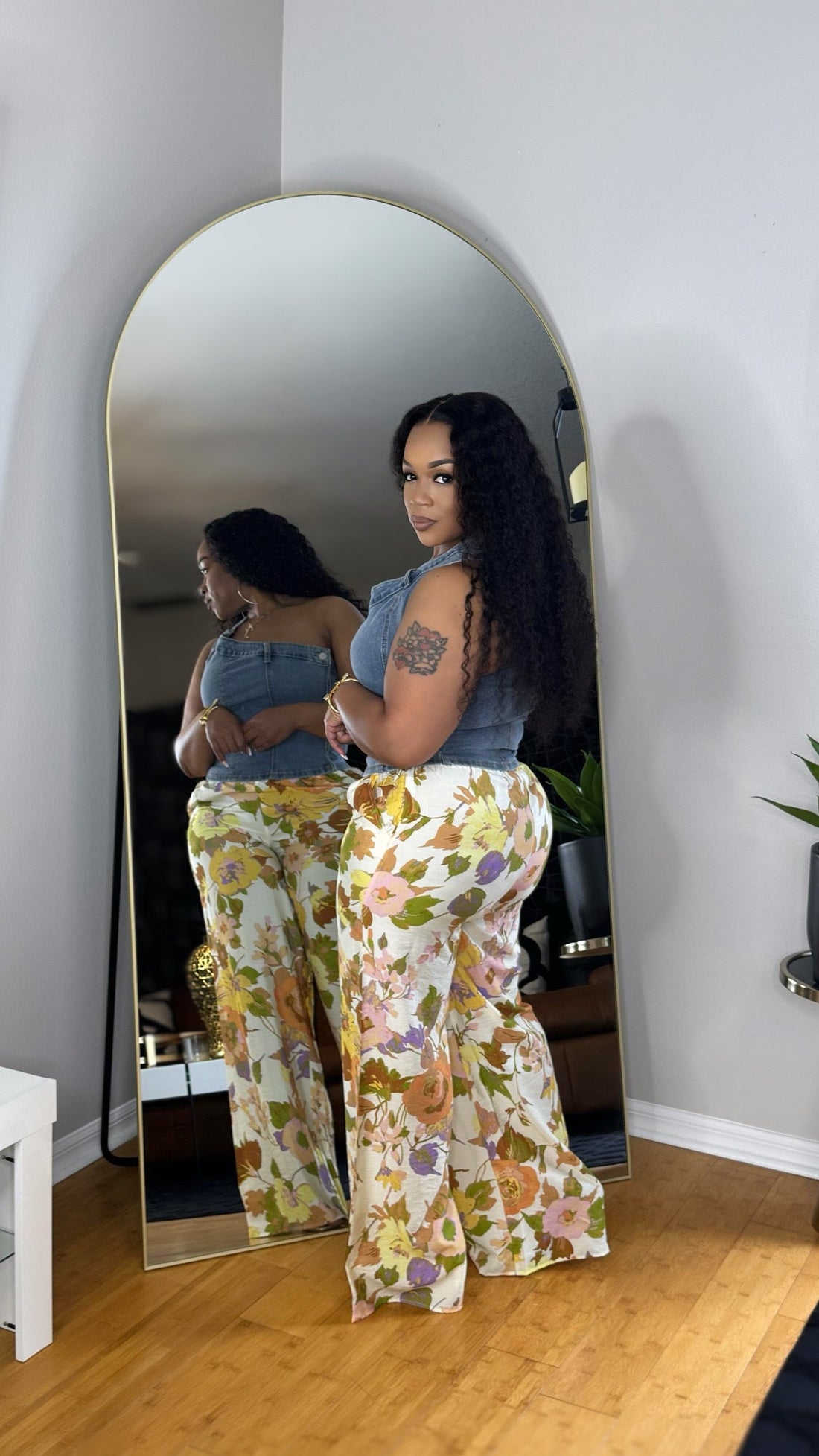 Spring Floral Pants- Green