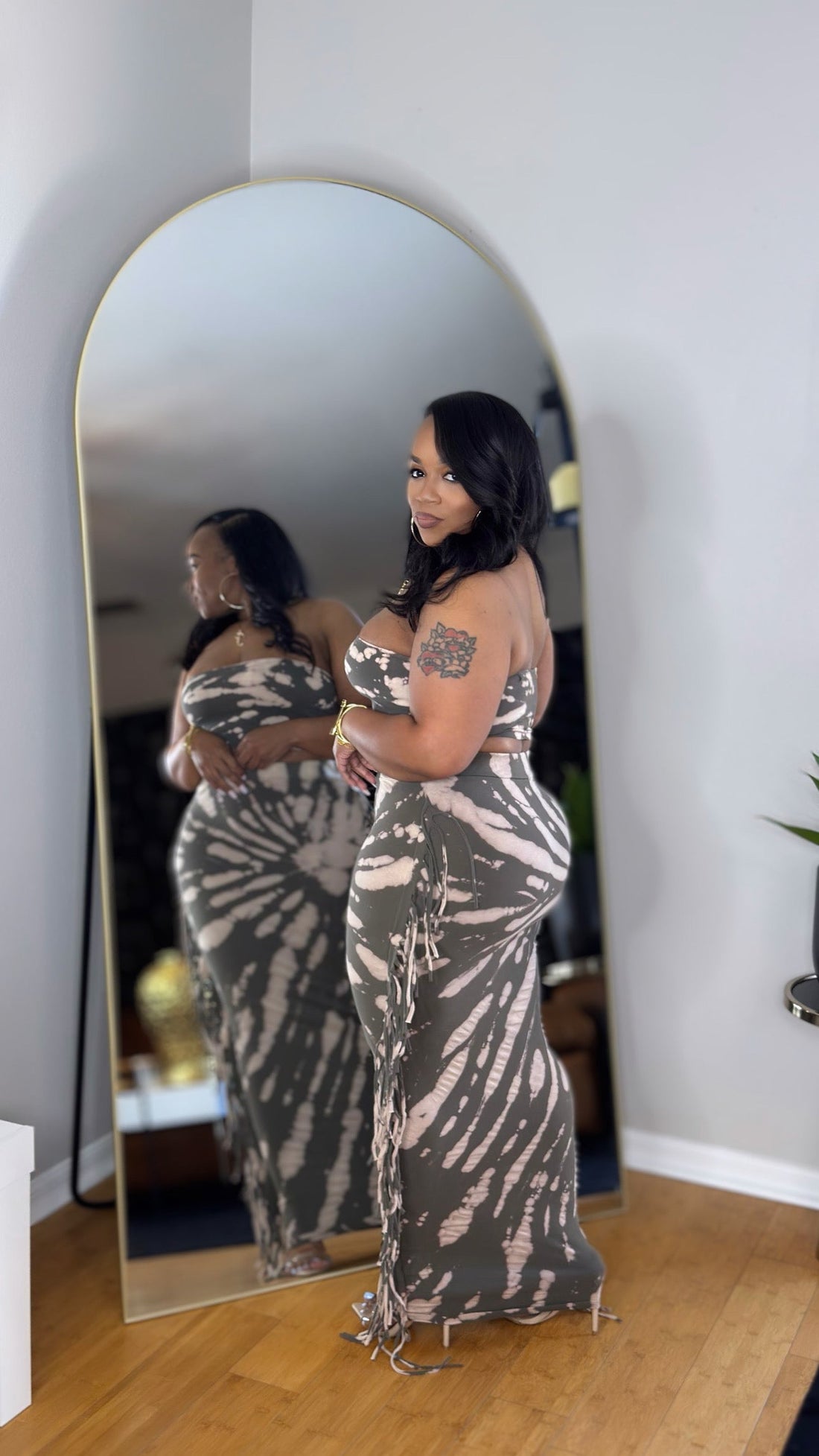 Tie Dye Skirt Set- Grey