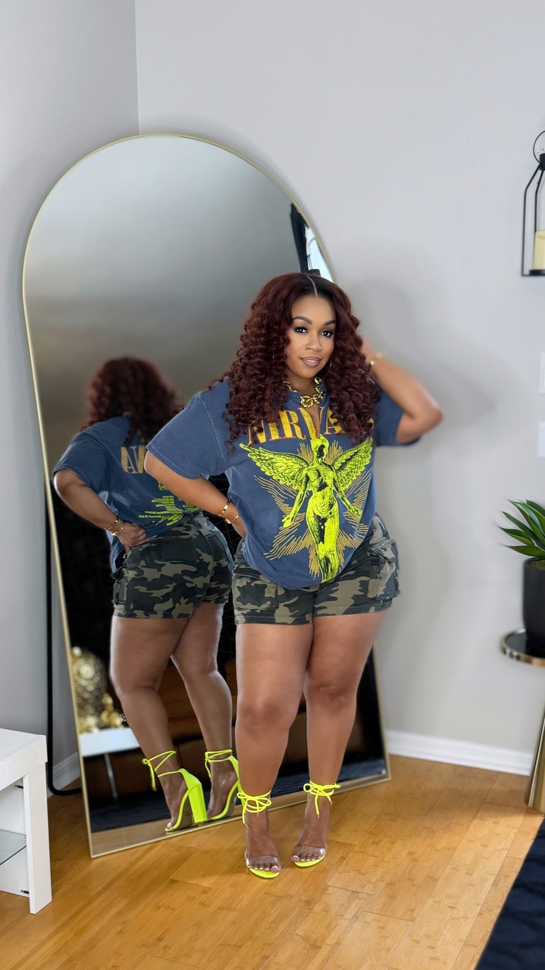 Nirvana Shirt- Navy/Lime