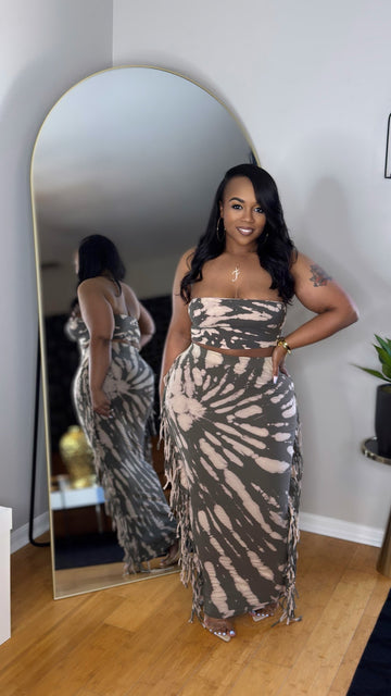 Tie Dye Skirt Set- Grey
