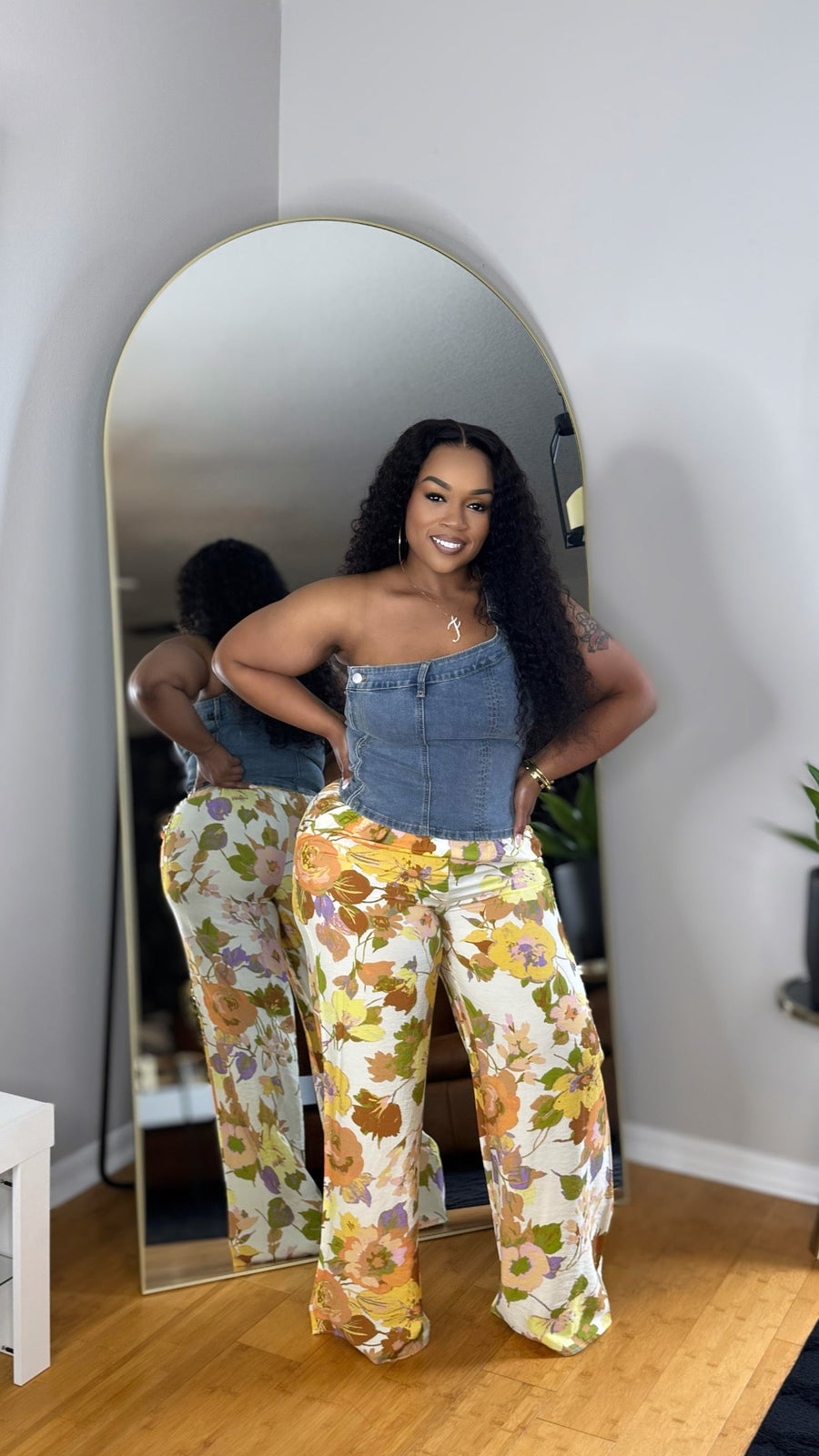 Spring Floral Pants- Green