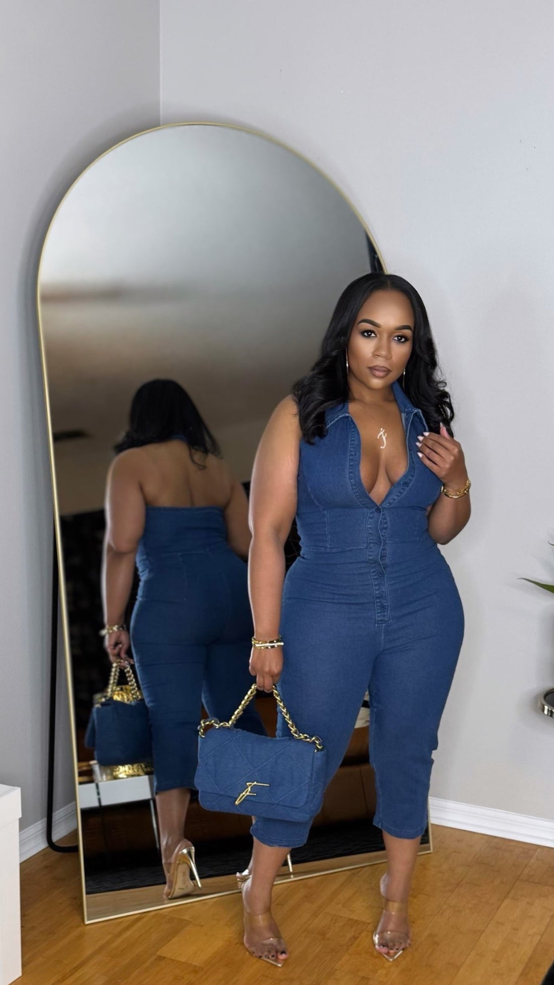 90's Fine Denim Jumpsuit
