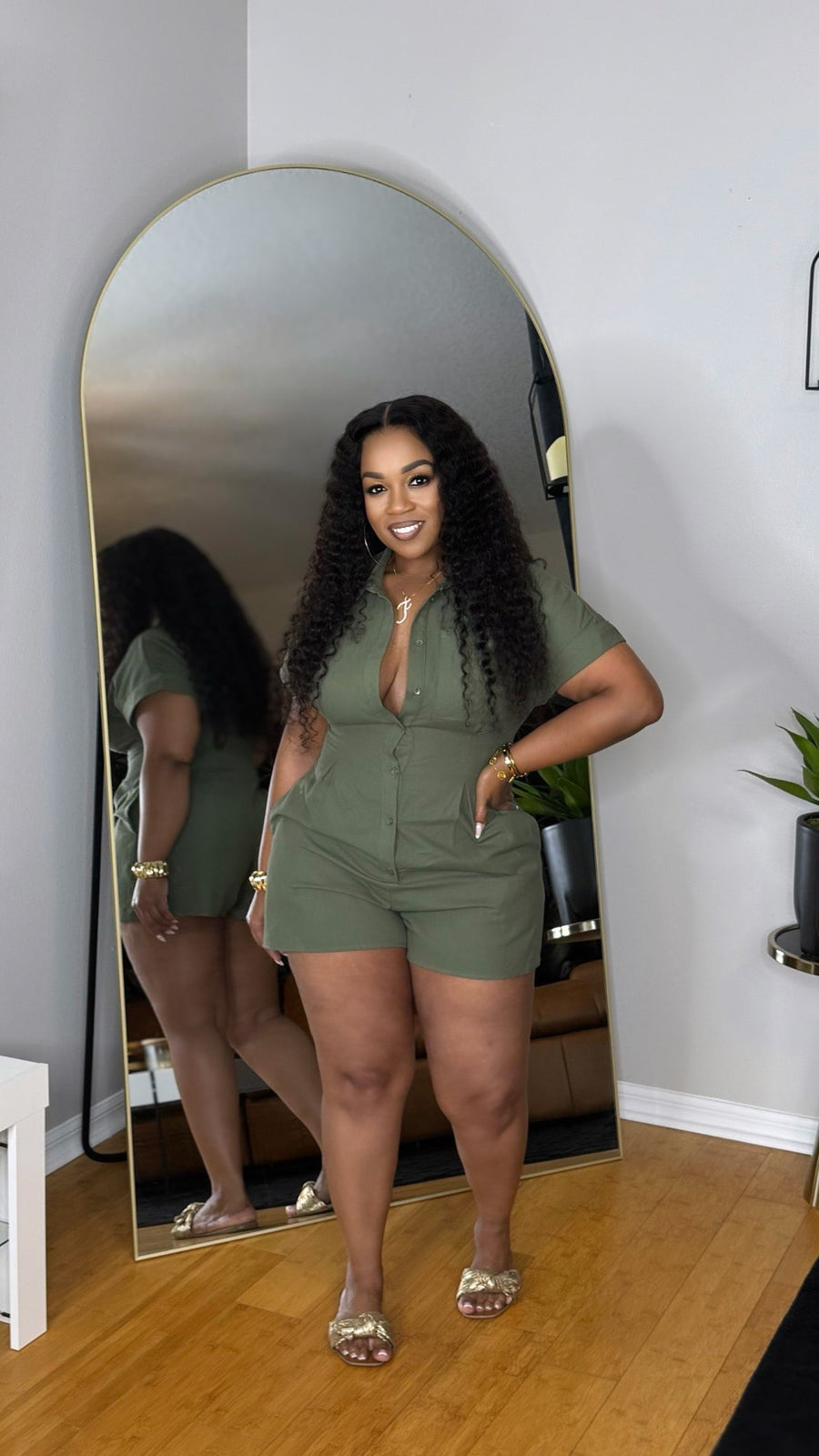 Casual Slay Romper-Olive