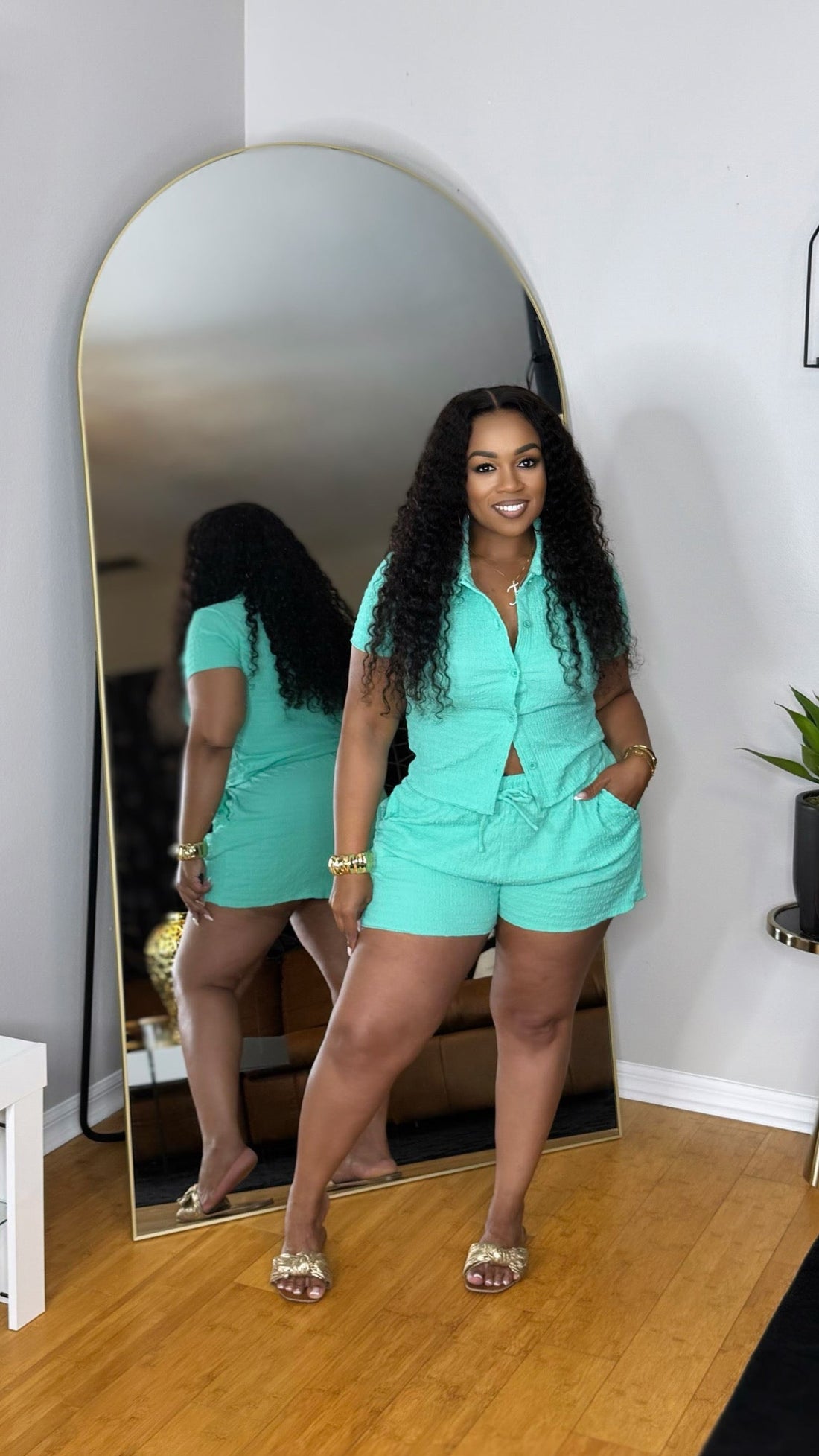 Texture Me Short Set- Aqua