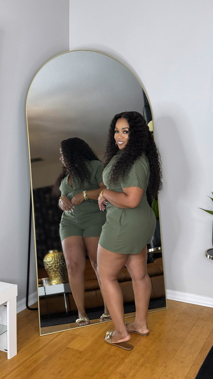 Casual Slay Romper-Olive