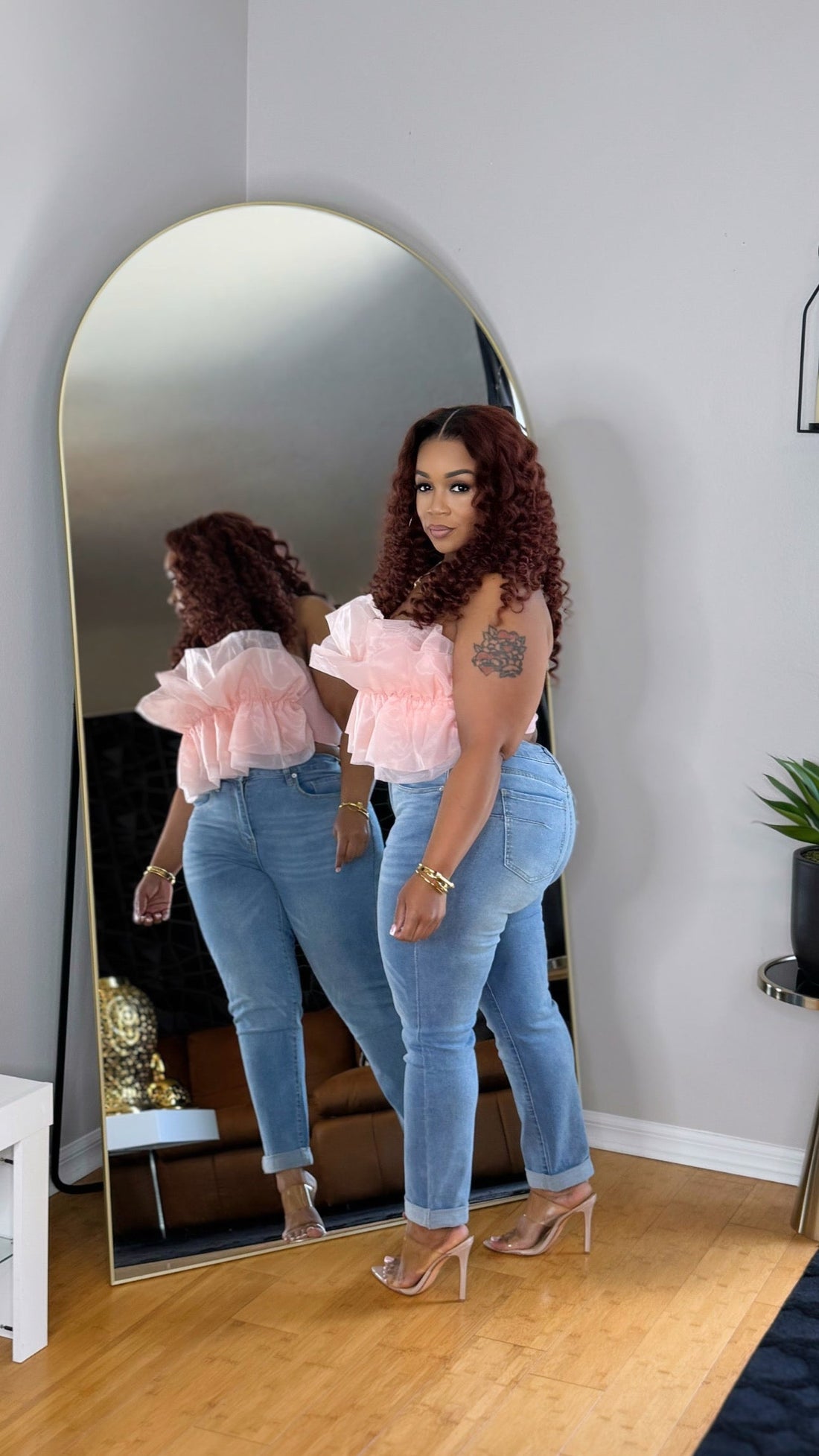 Fancy Tulle Top- Peach