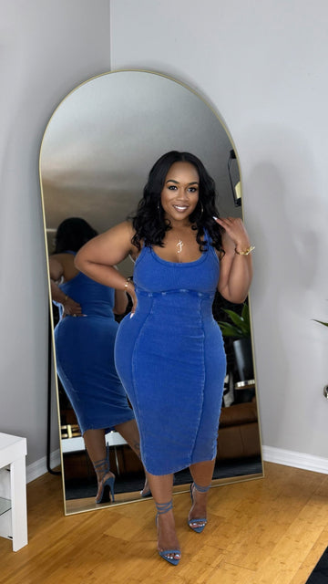 Gimmie That Midi Dress-Blue